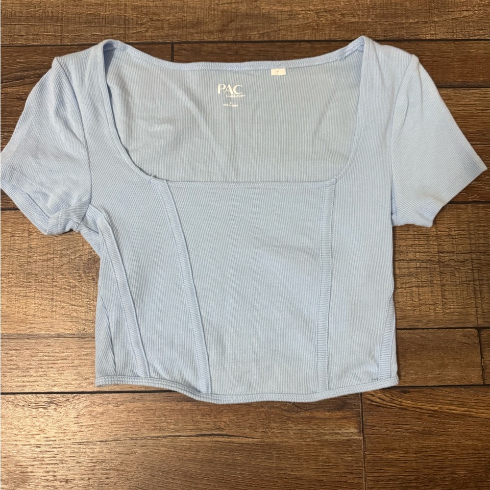 PacSun Blue Fitted Crop Bodysuit